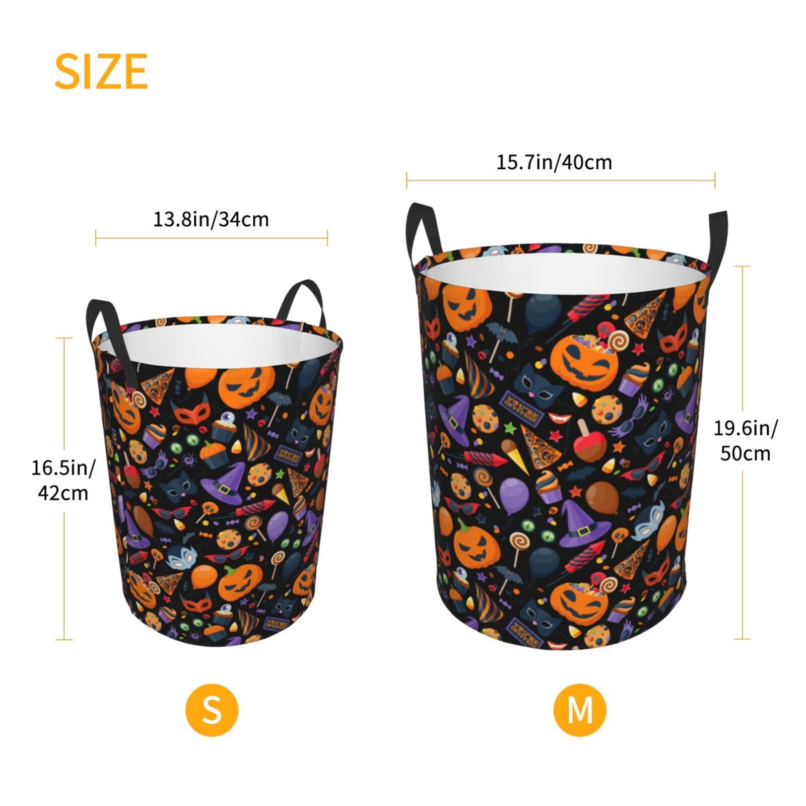 Large Laundry Basket with Handles - halloween pumpkins cartoon Kids Baby Dirty Clothes Laundry Hamper for Bedroom Aesthetic