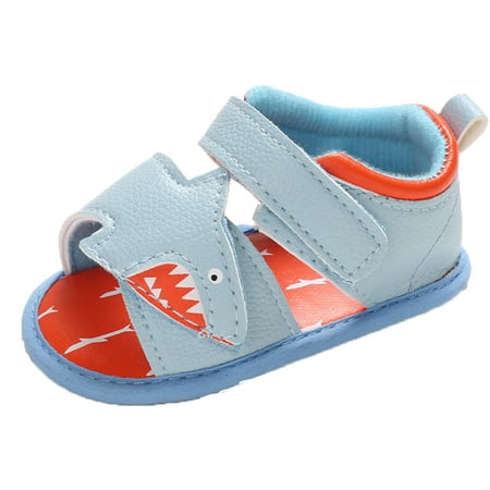 

Honeeladyy Savings Fashion Baby Kids Boys Girls Sandals Summer Cartoon Shark Soft Flat Shoes Non-Slip Soft Sole Infant First Walkers