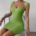 thumbnail image 5 of ClodeEU Women's Sleeveless Bodycon Mini Dress,Basic Solid Slim Fit Dress Green,Women's Plus L, 5 of 8