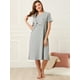 thumbnail image 3 of Camisa De Noche Camisones Vestido Pijamas Ropa De Dormir Suave Manga Corta Estampada Linda Para Mujer  Gris M, 3 of 6