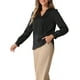 thumbnail image 4 of Blusa de trabajo casual de manga larga con botones y pliegues en V para mujer INSPIRE CHIC XL negra, 4 of 6