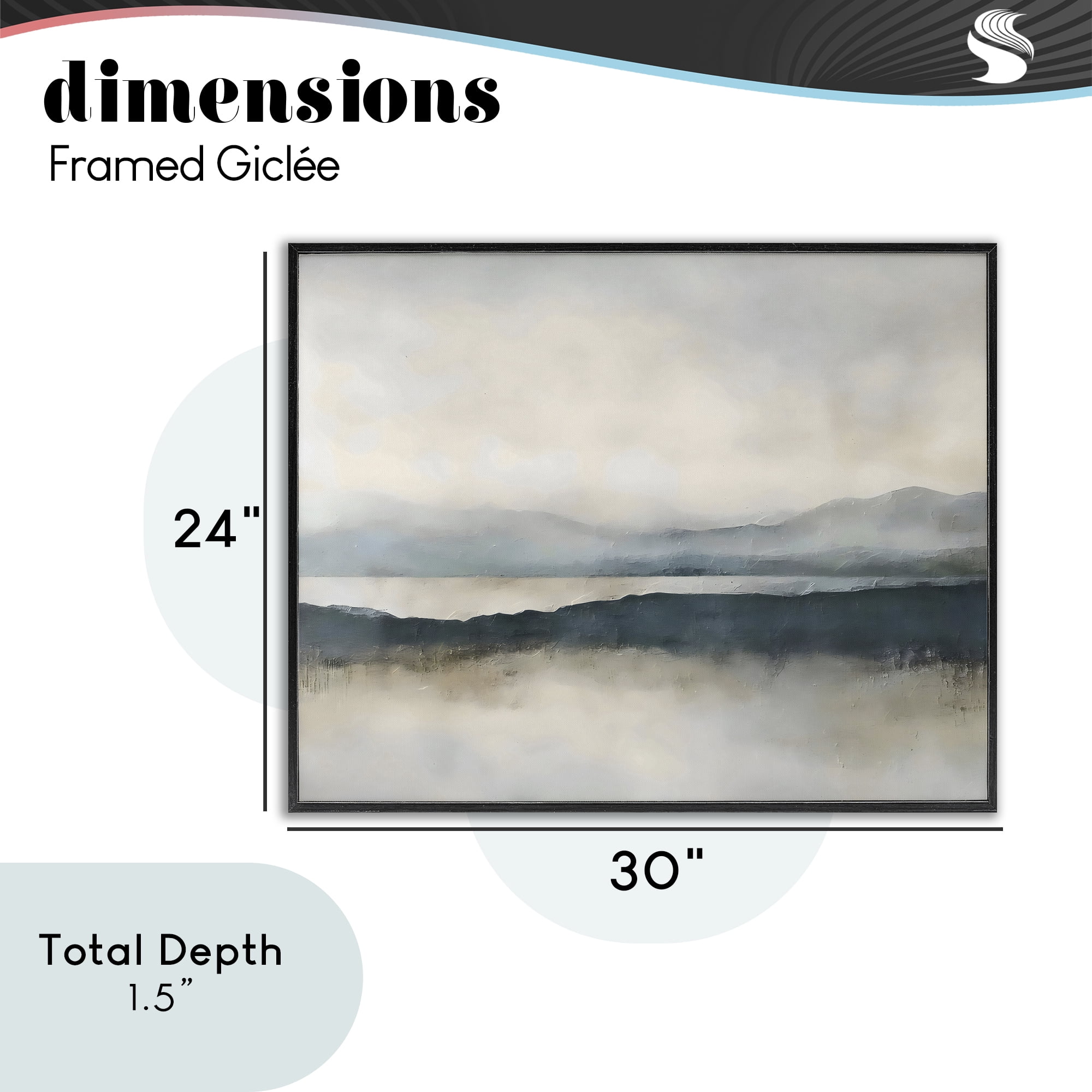 Stupell Industries Muted Horizon Mountainscape Black Framed Giclee Art, design by Riley B