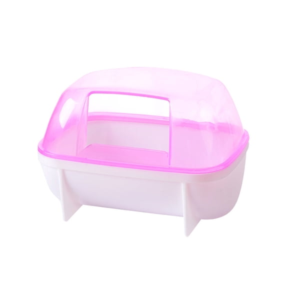 Small Animal Sand Bath Container, Plastic Bathing Box for Hamster and Mouse, Cage Accessory with Sand Spill Prevention