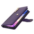 thumbnail image 5 of ELEHOLD Luxury Wallet Case for iPhone 13 (6.1") Card Slots Zipper Purse Stand Function with Crossbody Strap Wrist Strap PU Leather Shockproof Case for iPhone 13,Purple, 5 of 7