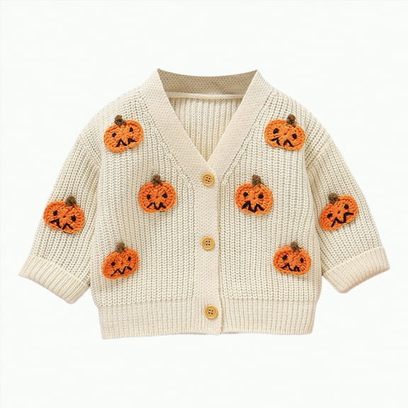 TOWED22 Toddler Baby Girl Cardigan Goose Embroidery Knit Sweater Long Sleeve Button Down Knitwear Kids Fall Winter Coat(Beige,6-9 M)