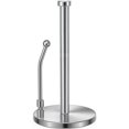 thumbnail image 1 of Paper Towel Holder for One Hand Tear, Paper Towel Dispenser Standing Weighted Base Non Slip, Spring Arm Stainless Steel, Silver 6.5*13.1 inch, 1 of 5