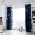 thumbnail image 3 of Cortina de ventana con diseño de estrellas Aigend, paneles opacos, cortinas con perforación, adecuados para dormitorio, sala de estar(AZUL OSCURO), 3 of 14