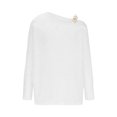 thumbnail image 3 of Uootdi Cold Gift Shoulder Sweaters for Women Fuzzy FleeceTrendy Pearl Decor Loose Long Sleeve Pullover Jumper Tops, 3 of 6