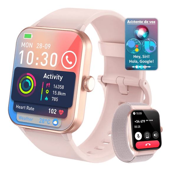 Smartwatch Xtellar Rosa, Pantalla Táctil, IP68, Batería Duradera, Bluetooth