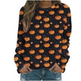 thumbnail image 2 of Neewe Womens Fall T-Shirts Halloween Funny Long Sleeve Graphic Tees Tops, 2 of 5