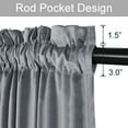 thumbnail image 3 of JIUZHEN Velvet Curtains Contemporary Grey Solid Print Rod Pocket Blackout Curtains, 60" x 96" (2 Panels), 3 of 10