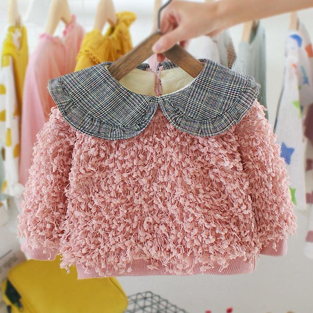 Baby Girl Toddler Doll Collar Tops Thicken Fleece Sudadera (Rosa 18-24M) Ehuebsd Para estrenar