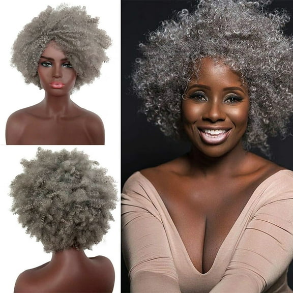 SUCS Women's Fashion Wig Silver Synthetic Hairshort Wigs hair Wave Wig