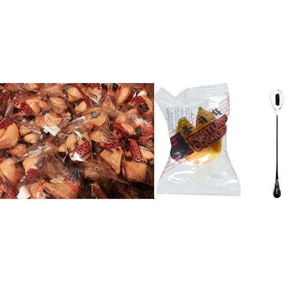 NineChef Bundle - 60 PCS Individually Wrapped Fortune Cookies 1 NineChef Brand Long Handle Spoon