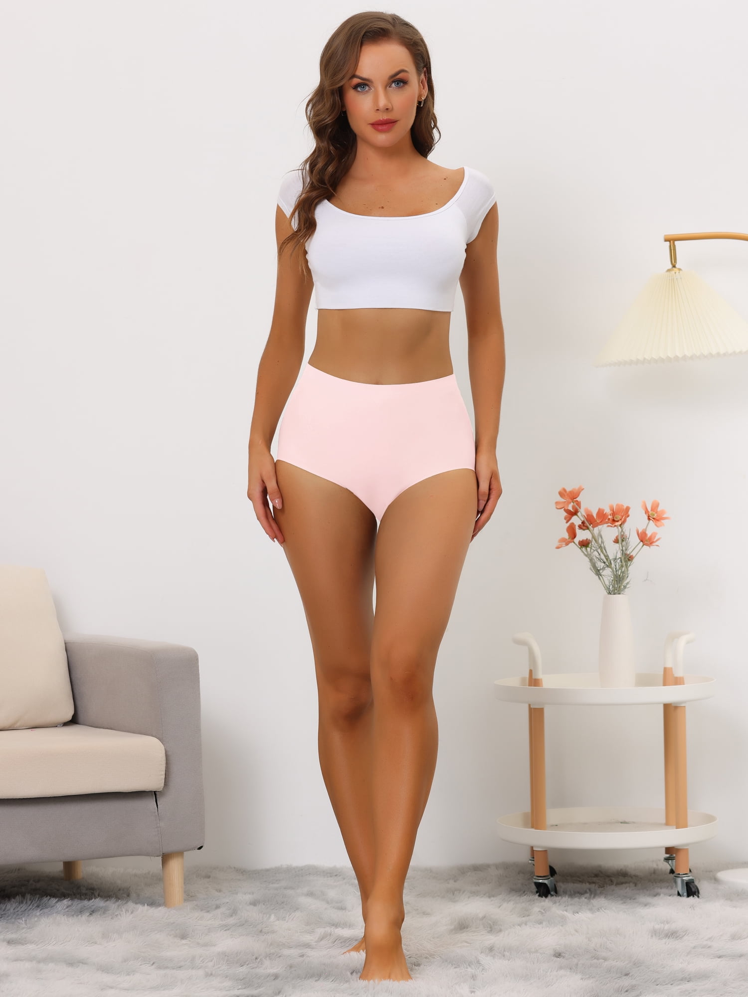 DARING DIVA Women's High-Waist Invisibles Underwear Breathable Panties XL Pink