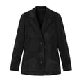 thumbnail image 5 of Turilly Women Solid Suede Notched Lapel Open Front Blazer Jacket, Long Sleeve Business Work Casual Suit Coat with Functional Side Pockets for Office Daily Wear, 5 of 6
