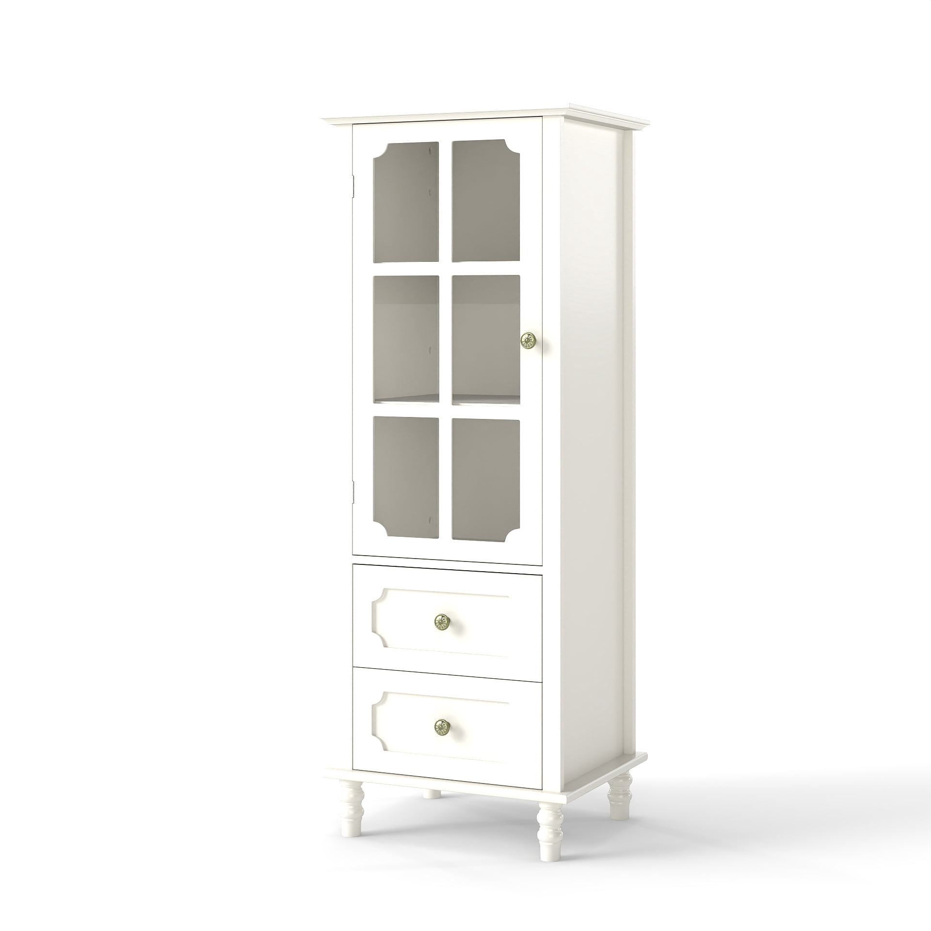 Aukfa Tall Buffet Pantry Cabinet,2 Drawers Wood Sideboard Cupboard for Dining Room Hallway Entryway,White