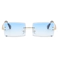 thumbnail image 4 of TISHITA Chic Rectangle Coupe Rimless Lunettes de Soleil Verres Teintés Lunettes Nuances Bleu, 4 of 7