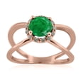 thumbnail image 1 of 0.85 Carat 6MM Round Created Emerald And Diamond Ring In 10K Solid Rose, White & Yellow Gold, 1 of 1