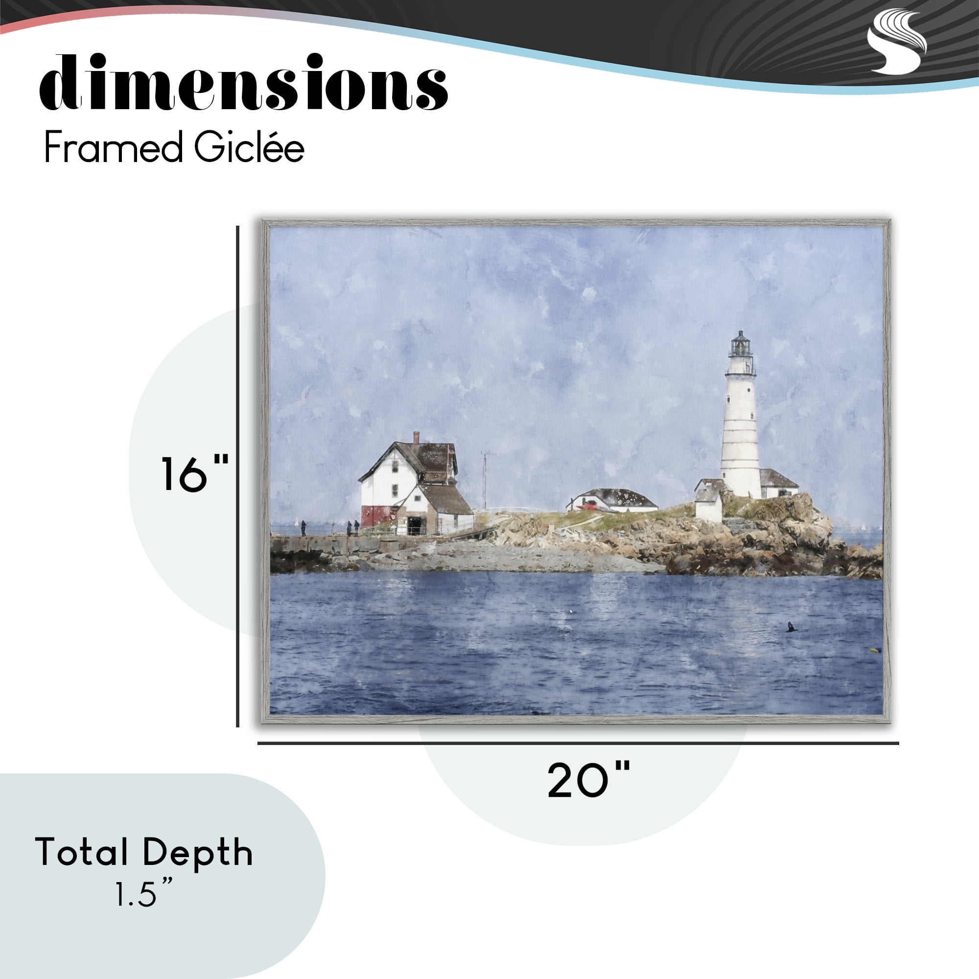 Stupell Industries Picturesque Lighthouse Island Gray Framed Giclee Art, design by Kim Curinga