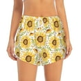 thumbnail image 2 of Balery Watercolor With Sunflowers Pantalones cortos deportivos para mujer con forro y dos bolsillos, elásticos, para entrenamiento, gimnasio, yoga-Large, 2 of 7