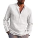 thumbnail image 2 of Gran oferta de camisas de manga larga de algodón y lino para hombre, cuello alto de Color sólido de verano, estilo playero informal de talla grande Tan Jianjun unisex, 2 of 2