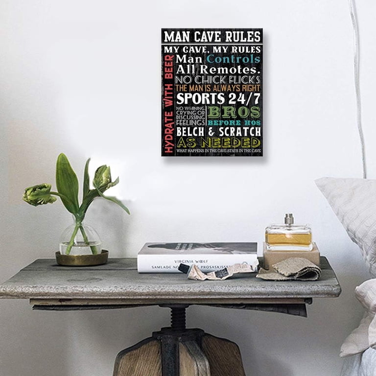 Insegna Da Parete In Legno Man Cave – Decorazione Con Teschi – 30x14 Cm – Regalo Originale Per Lui