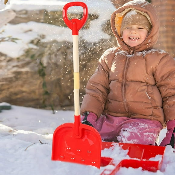 HLONK Pelle à Neige en Bois Rouge pour Enfants avec Manche en Plastique Durable et Jouets de Creusement Adaptés aux Enfants