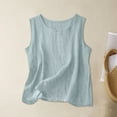 thumbnail image 2 of GEWSEY Dressy Tank Tops for Women Cotton Linen Gauze Shirts Sleeveless Summer Tunic Top Loose Fit Lightweight Casual Blouses (Light Blue, M), 2 of 4
