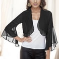 thumbnail image 2 of QHFBli Womens Puff Sleeve Bolero Shrugs Cropped Open Front Sheer Mesh Chiffon Cardigans Short Sleeve Shrug for Evening Dressy, 2 of 5