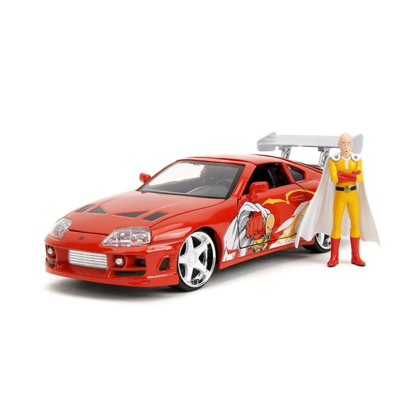 1995 Toyota Supra w/Saitama Figure, "One Punch Man" - Jada Toys 35347 - 1/24 Scale Diecast Model Car