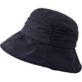thumbnail image 4 of CoCopeaunts Women Bucket Hat Foldable Ladies Irregular Pleated Design Basin Hat Solid Color Sun Cap Adjustable Chin Strap, 4 of 8