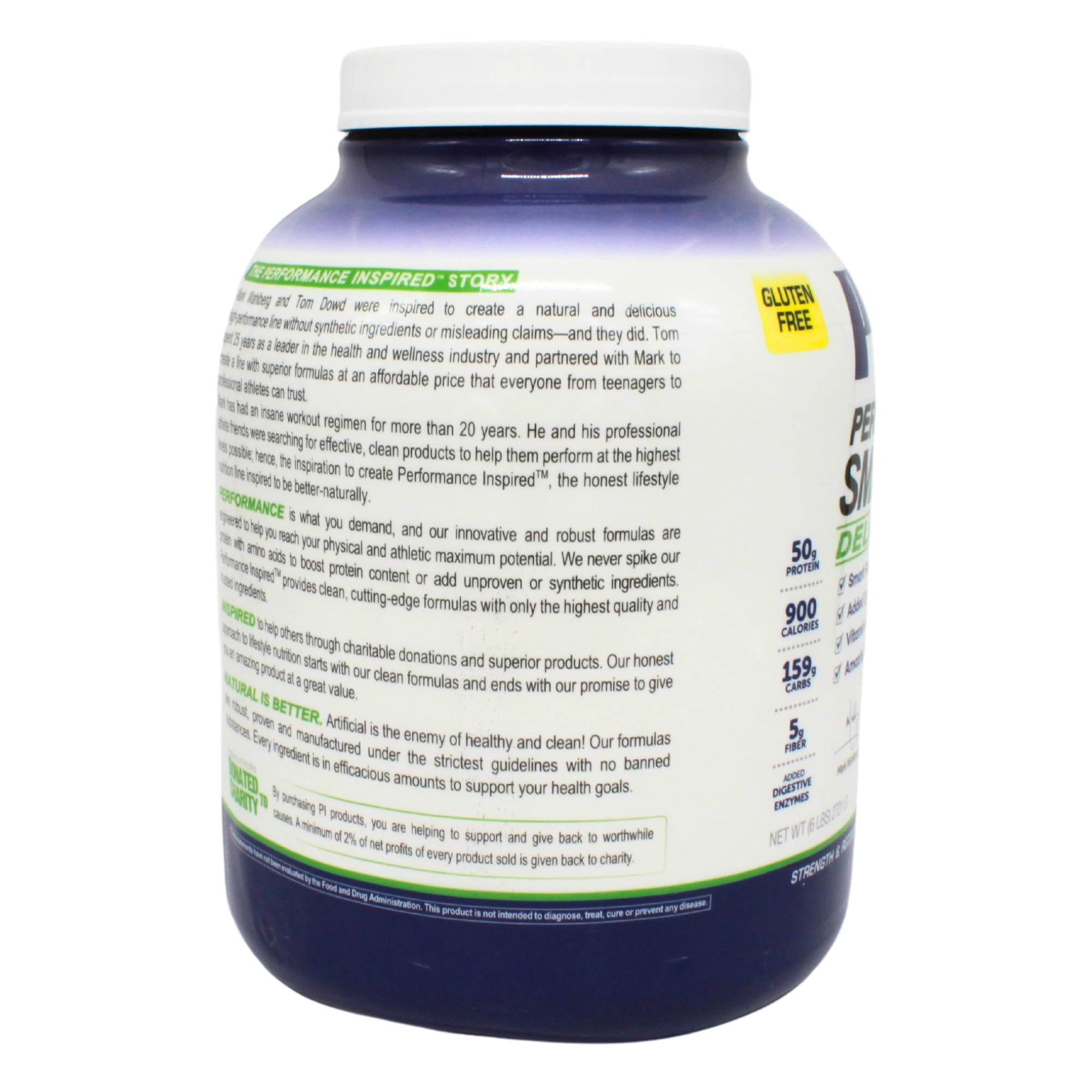 Performance Inspired Nutrition - Smart Mass Gainer Powder - Recover & Rebuild Muscles - L-Glutamine – 50G Protein - Creatine - Digestive Enzymes - Vanilla Bean Ice Cream - 6 Lbs