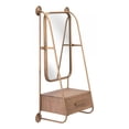thumbnail image 1 of homeroots bed & bath 391668 Gold Mirror Shelf with Birch Drawer, 1 of 1