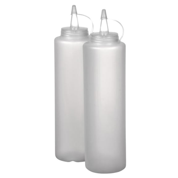 Clear Condiment Plastic Bottles for Home Kitchen Dining BBQ Sauce Salad Dressing Containers Ketchup Dispensers Party Favor Picnic Cooking Grilling Gift Supplies - 1 Pack of 2 with Kwwass