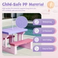 thumbnail image 4 of Ktaxon Outdoor Portable Kids Picnic Table with Umbrella, PP Children Bench Set, Easy Store Child Seating Set for Indoor Outdoor, Pink & Purple, 4 of 11