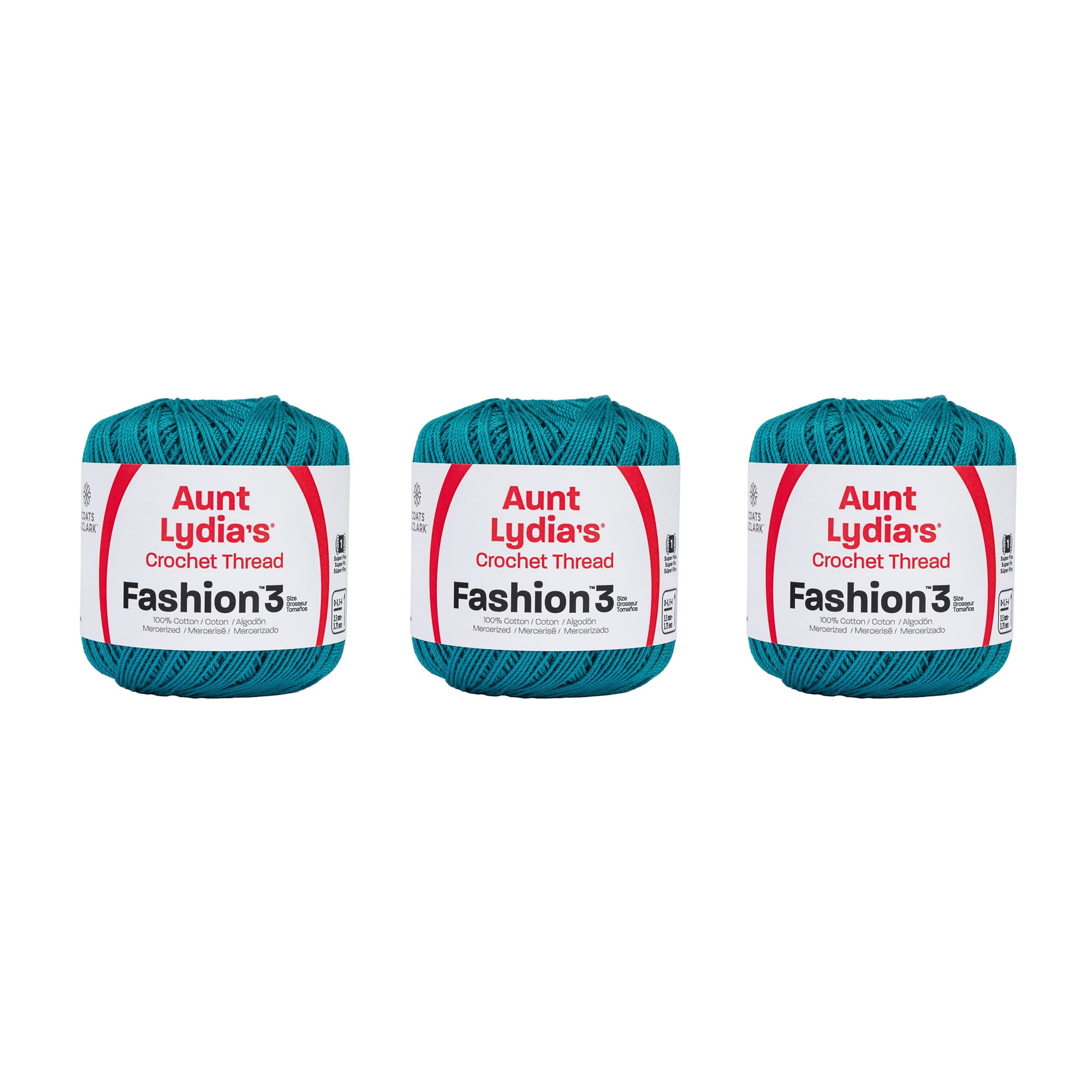 Aunt Lydia Fashion Warm Teal Crochet 3 Pack of 150y/137m Cotton