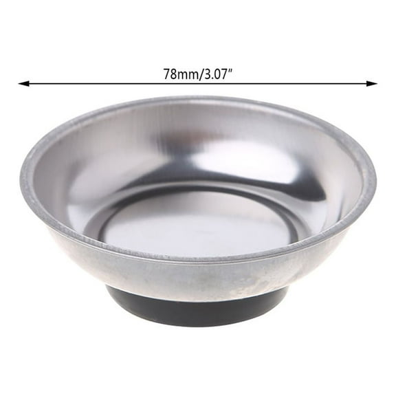 Yauxim Tool Tray Round Magnetic Parts Tray Bowl Dish Stainless Steel Garage Holder Tool