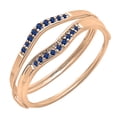 thumbnail image 2 of 0.12 Carat (ctw) 14K Rose Gold Round Blue Sapphire Ladies Anniversary Enhancer Guard Wedding Band, 2 of 3
