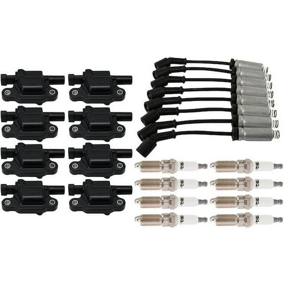 Ignition Coil Spark Plug and Wire Set - Compatible with 2014 - 2019 Chevy Silverado 1500 2015 2016 2017 2018