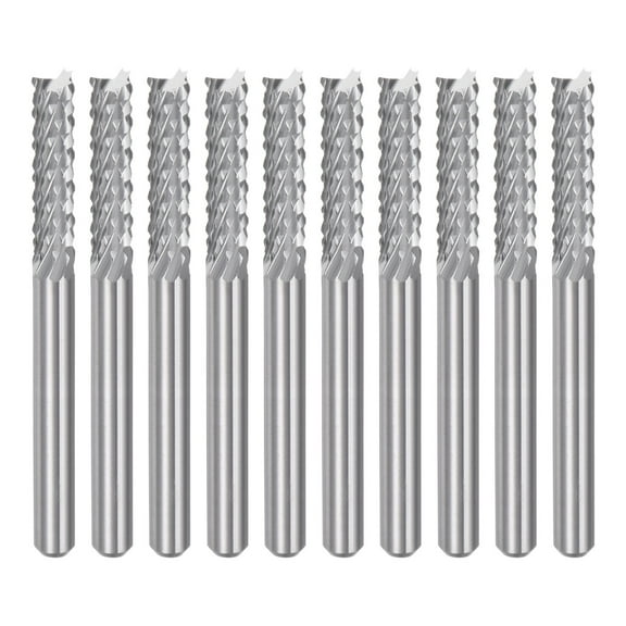 Uxcell 0.125'' Mill Engraving Milling Cutter CNC Routers Bits Carbide Silver Tone 10Pcs