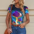 thumbnail image 6 of KLL Women 's Crew Neck Bodysuit Jumpsuits Magic Mushrooms ,Fireflies Print Short onesies Stretch T Shirts, 6 of 7