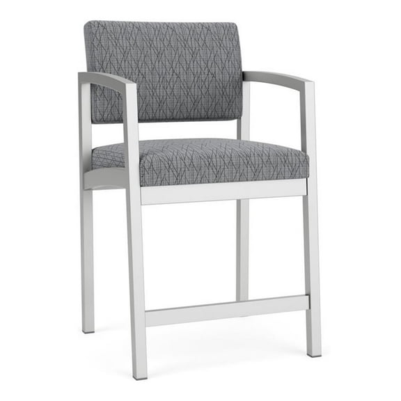 Pemberly Row Modern Fabric Hip Chair in Silver/Adler Gray Flannel