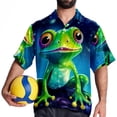 thumbnail image 4 of Starry Sky Frog Men's Hawaiian Shirt, Short Sleeve Printed Button Down Beach Casual Tops, Summer Spread Collar Men's Shirts, 4 of 6