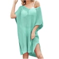 thumbnail image 2 of TMOYZQ Women's Swimwear Cover Ups 3/4 Sleeve Bathing Suit Crochet Swimsuit Coverup Mesh Knit Beach Dresses 2025 Vacation Outfits, 2 of 4