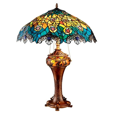 Art Nouveau Lamp Pattern - Design Toscano Art Nouveau Peacock Tiffany Style Stained Glass Table Lamp