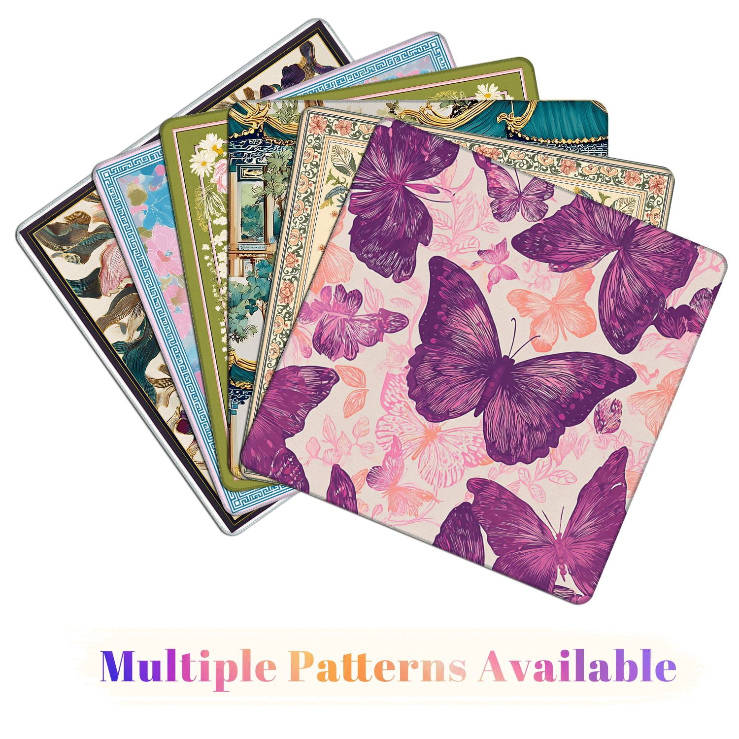Mahjong Mat 31.5" x 31.5" Seamless hand drawn butterflies seamless Non-Slip Noise Reduction American Mahjong Tiles Table Cover for Dominoes Poker Card Board Games Gift