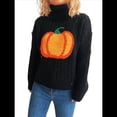 thumbnail image 2 of Suéter de Cuello Alto con Flores Torcidas para Mujer, de Larga, Informal, Cálido, para Otoño e Invierno Negro M, 2 of 9