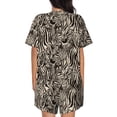 thumbnail image 6 of Uemuo Leopard And Zebra1 Pattern Women's Short-Sleeved Pajama, Button-Front Loungewear, 2-Piece Summer Sleepwear, Elastic Drawstring Shorts-4X-Large, 6 of 7