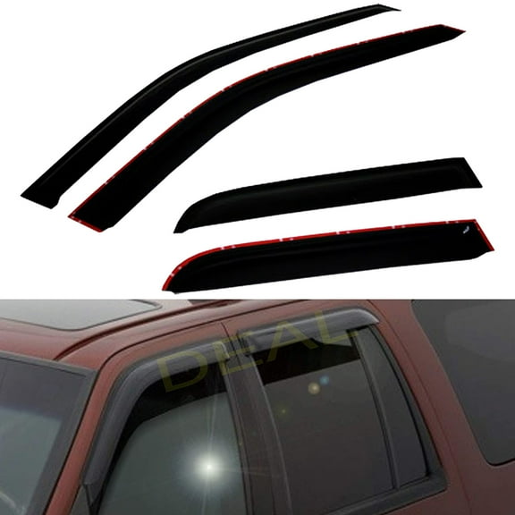 4Pcs Vent Smoke Window Visor, Side Window Sun Rain Guard With Outside Mount Tape-On Type, Custom Compatible With For 1997-2017 Expedition / 1998-2017 Navigator